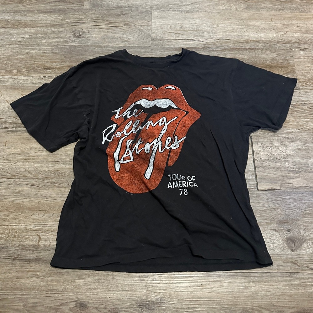 The Rolling Stones Tour of America 78 Graphic T-Shirt Black XL Cotton Band Tee - Picture 1 of 6